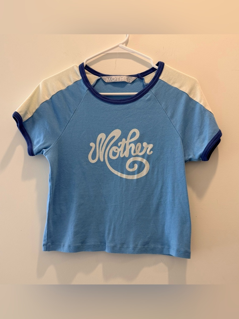 MOTHER Blue & White Raglan Graphic Tee - Picture 1 of 4